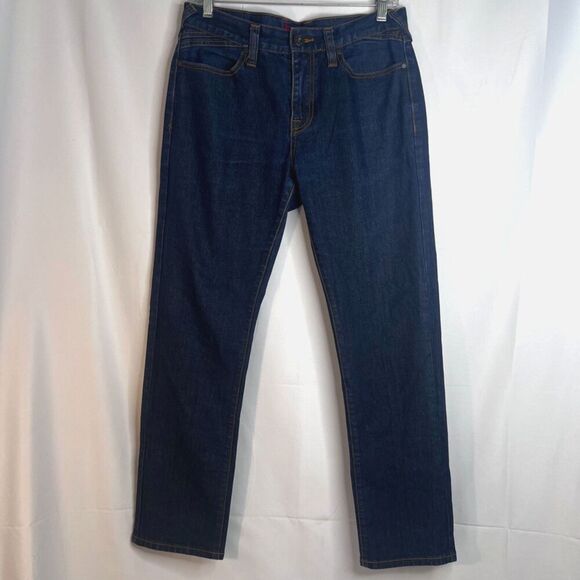 GUESS Dark Wash Denim Blue Jeans Cosmetic Back Zip Pockets Size 31/30 - Picture 5 of 10